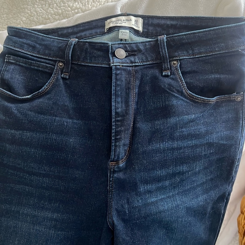 A&F Super skinny high rise curve love denim.